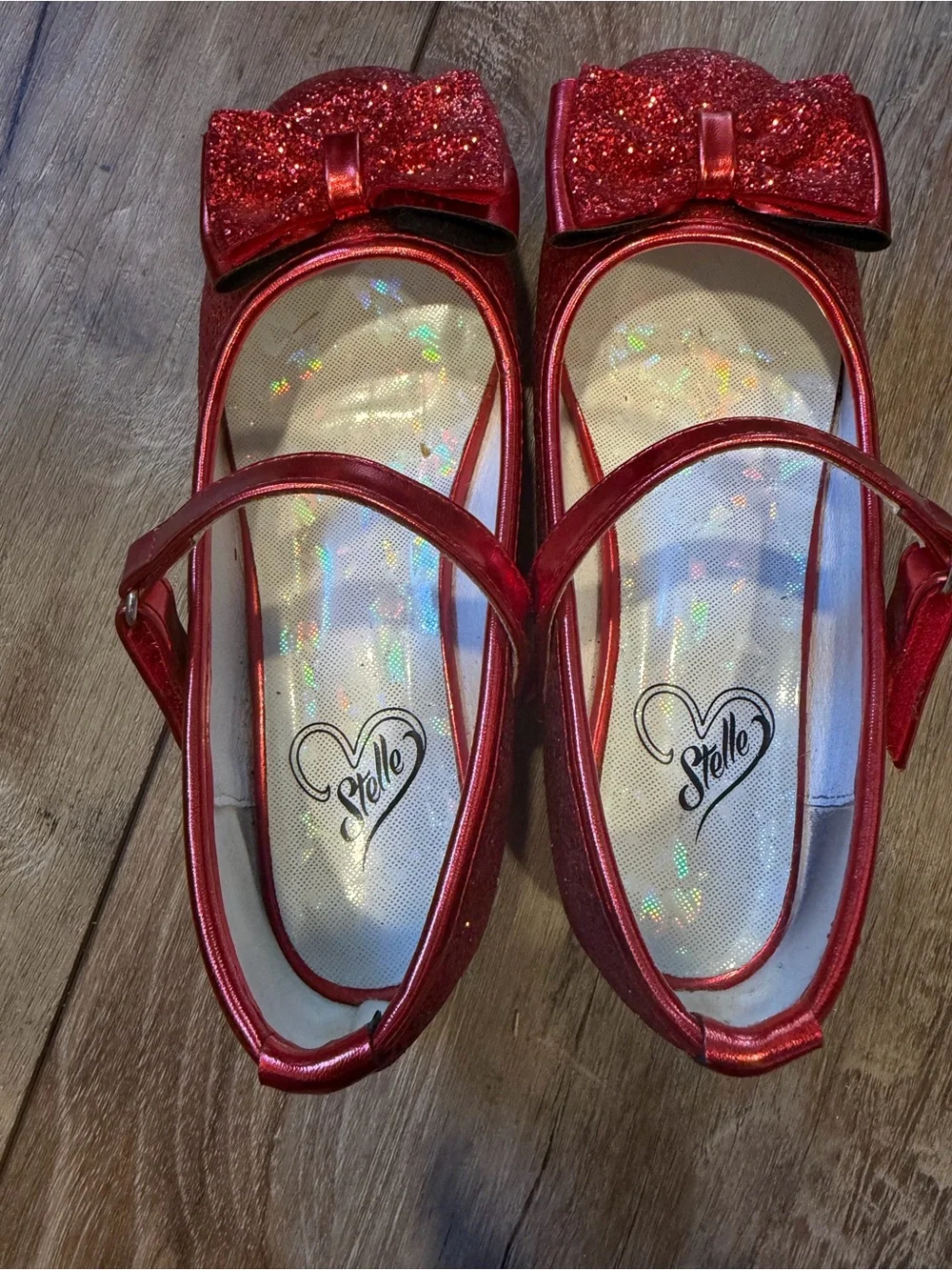 Stelle Girls Glitter Dress Shoe Flower Size 13 in Royal Red - Picture 6 of 8